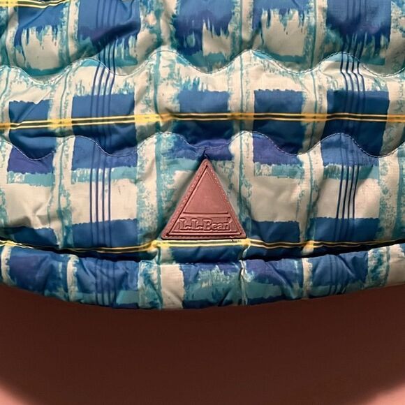 L. L. Bean Kid's Blue Abstract Hooded Insulation Downtek Puffer Jacket Size 8 - Picture 7 of 10